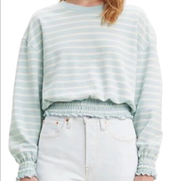 NWT Levi’s Cropped Smocked Sweater Large $60.00 - Picture 3 of 12